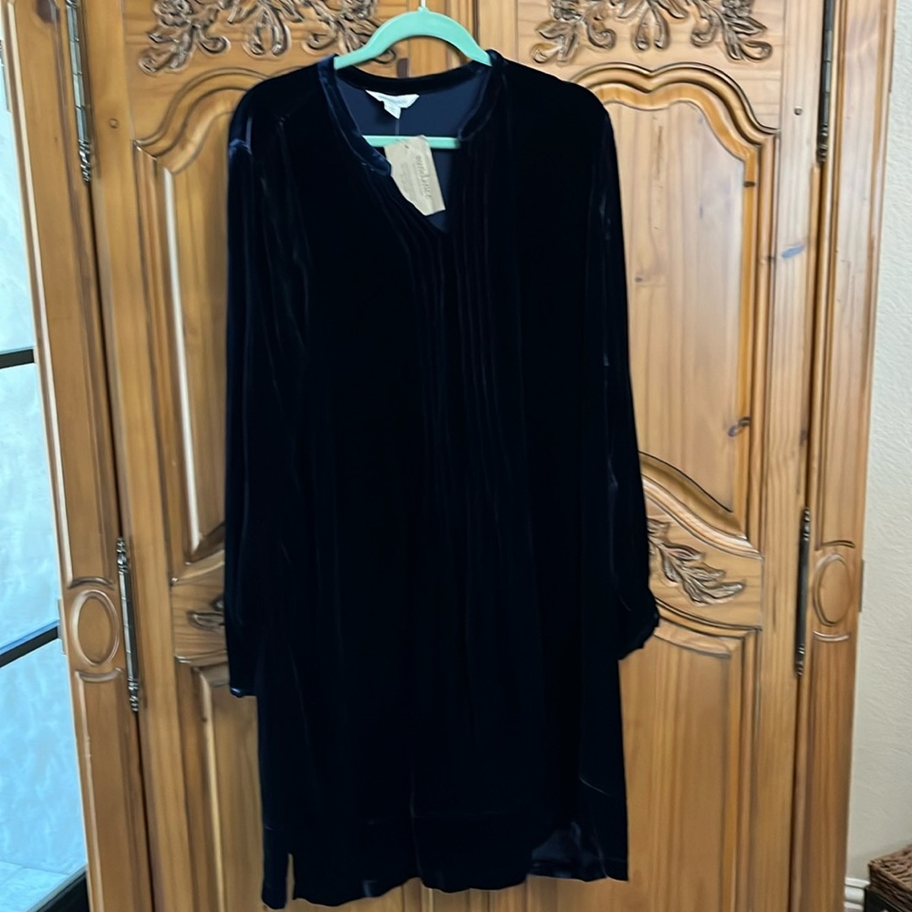 NWT Sundance Velvet  Navy Dress